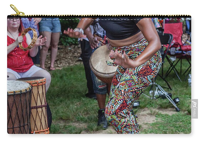 Summer Solstice Zip Pouch featuring the photograph Drum circle Dancer 1 by Alex Forsyth