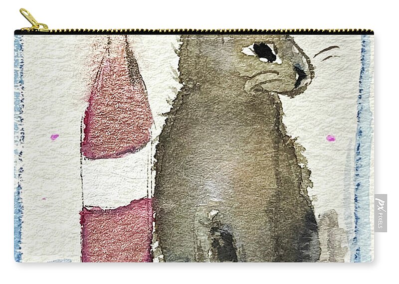 Bunny Carry-all Pouch featuring the painting Drunk Bunny 1 by Roxy Rich