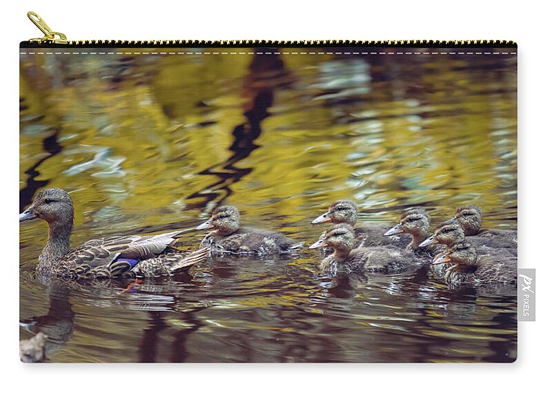 Mallard Carry-all Pouch featuring the photograph Duck Family by Michael Rauwolf