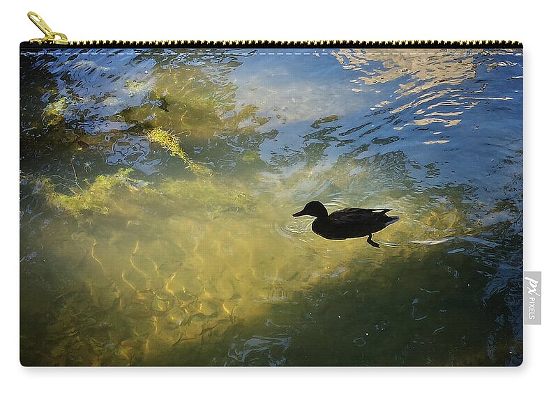 Canard Zip Pouch featuring the photograph duck in the light, Slovenia by Joelle Philibert