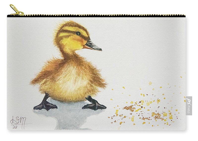 Nature Zip Pouch featuring the painting Duckling by Linda Shannon Morgan