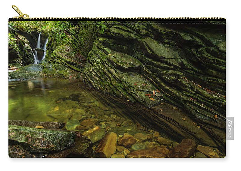 Blue Ridge Mountains Zip Pouch featuring the photograph Duggars Creek Falls 3 by Melissa Southern