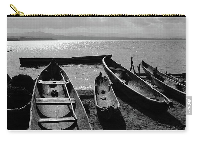 Panama Zip Pouch featuring the photograph Dugout canoes on San Blas Islands Panama by James Brunker