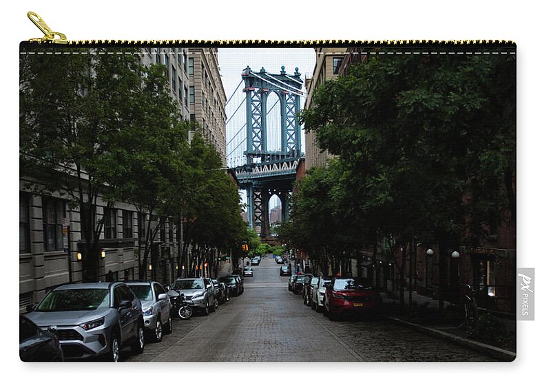 New York City Zip Pouch featuring the photograph Dumbo Bridge by Marlo Horne