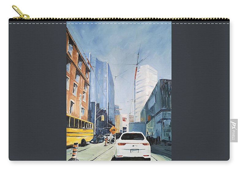 Toronto Carry-all Pouch featuring the painting Dundas Square by Sheila Romard