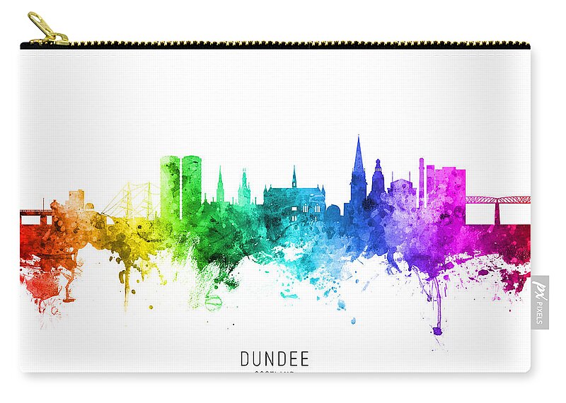 Dundee Zip Pouch featuring the digital art Dundee Scotland Skyline #15 by Michael Tompsett