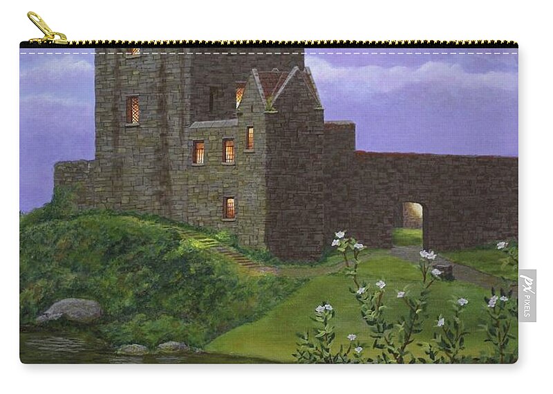Kim Mcclinton Art Carry-all Pouch featuring the painting Dusk at Dunguaire Castle by Kim McClinton