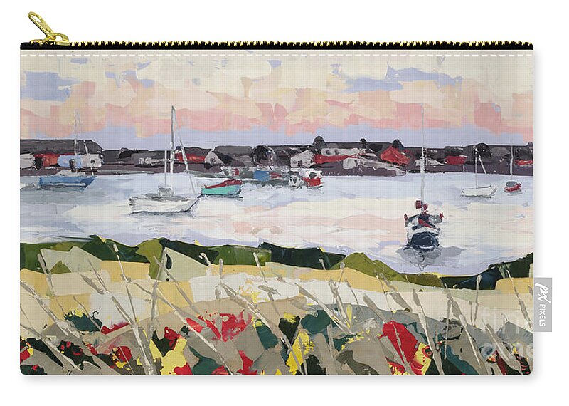 Impasto Zip Pouch featuring the painting Dusk at Findhorn Marina, 2015 by PJ Kirk