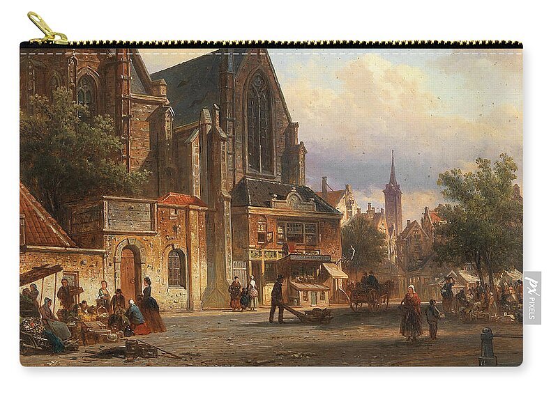 Dutch Zip Pouch featuring the painting Dutch Market by Elias van Bommel
