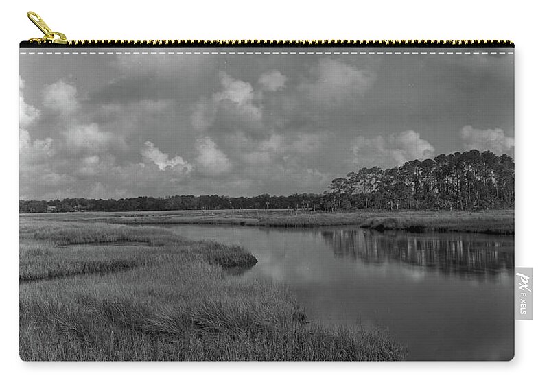 Clouds Zip Pouch featuring the photograph Dutton Island Marsh, 2005 by John Simmons