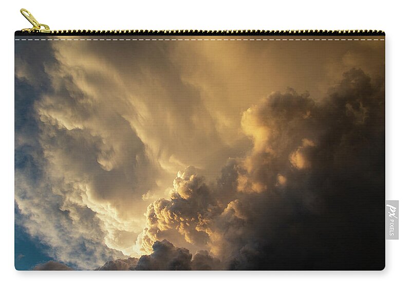 Nebraskasc Zip Pouch featuring the photograph Dying LP Thunderstorm at Sunset 055 by Dale Kaminski