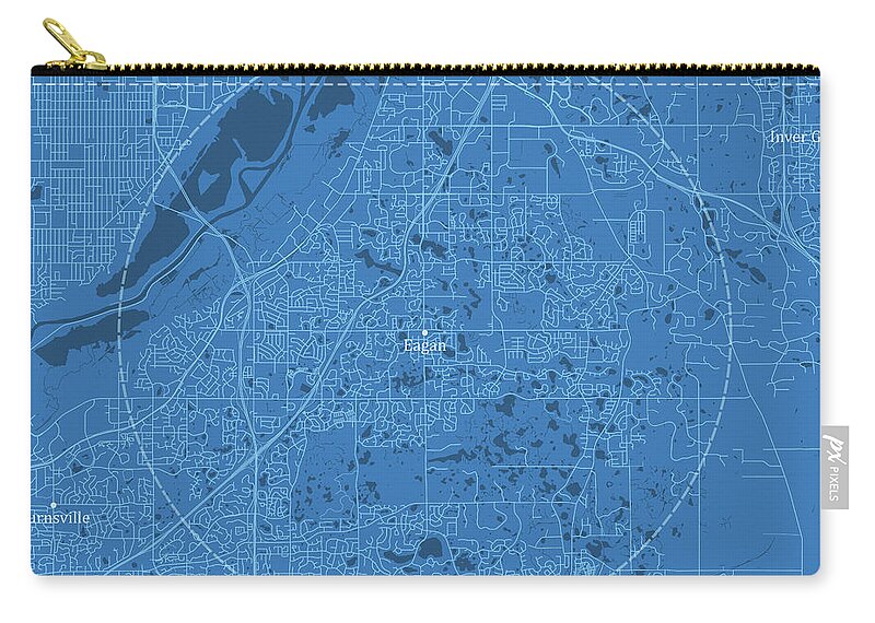 Minnesota Zip Pouch featuring the digital art Eagan MN City Vector Road Map Blue Text by Frank Ramspott