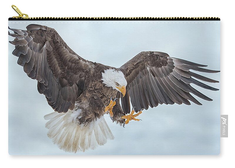 Eagle Zip Pouch featuring the photograph Eagle In the Clouds by CR Courson