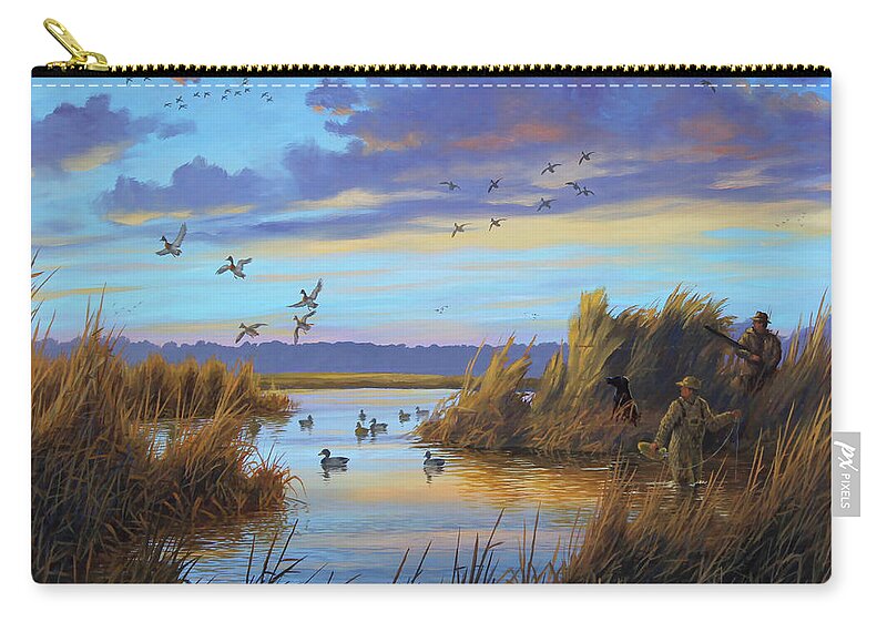 Mallards Zip Pouch featuring the painting Early by Guy Crittenden