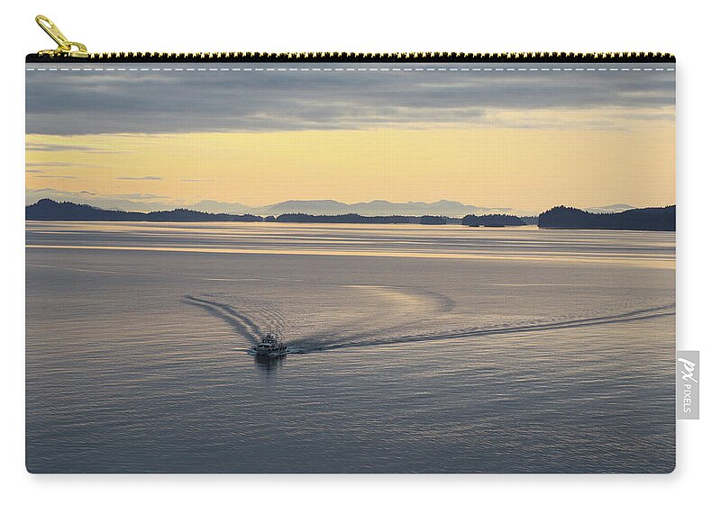 Boat Zip Pouch featuring the photograph Early Morning Purpose by Ed Williams
