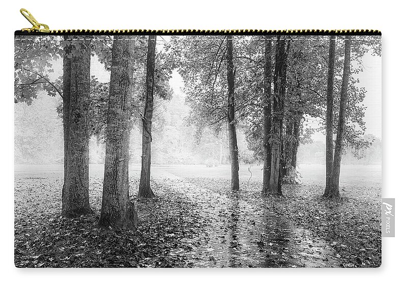 Carolina Zip Pouch featuring the photograph Early Morning Walk Black and White by Debra and Dave Vanderlaan