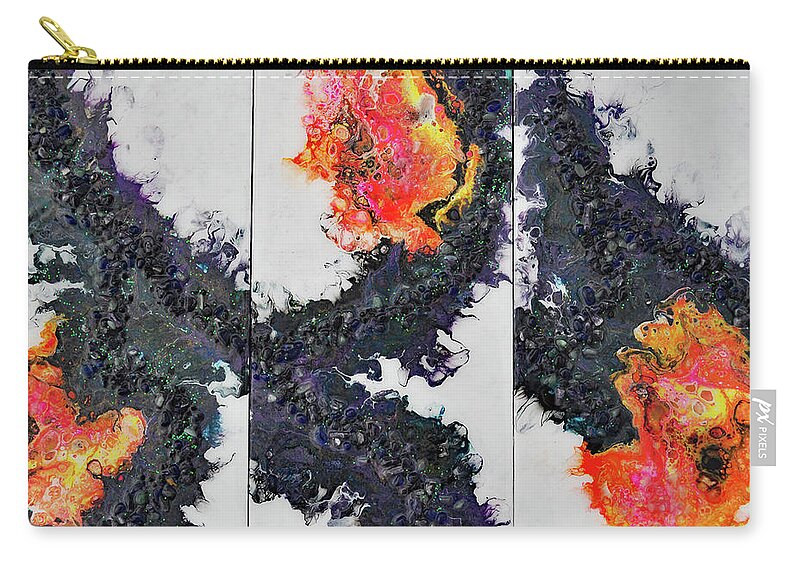 Triptych Zip Pouch featuring the painting Earth Gems #19W098 by Lori Sutherland