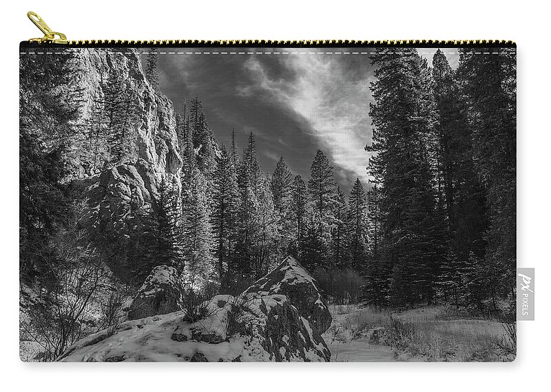 Landscape Zip Pouch featuring the photograph East Fork in the Snow by Seth Betterly
