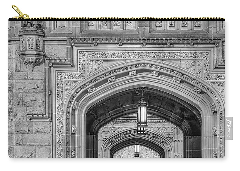 Princeton University Zip Pouch featuring the photograph East Pyne Princeton BW by Susan Candelario