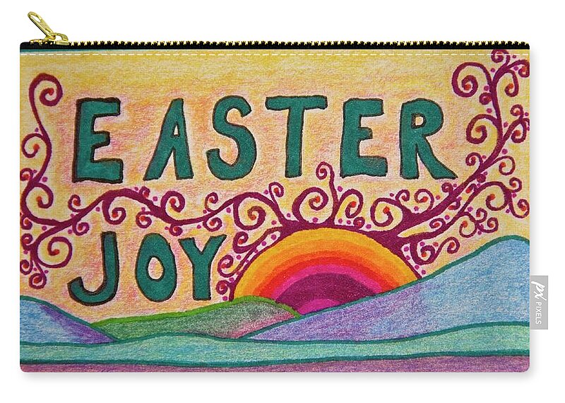Easter Zip Pouch featuring the drawing Easter Joy by Karen Nice-Webb