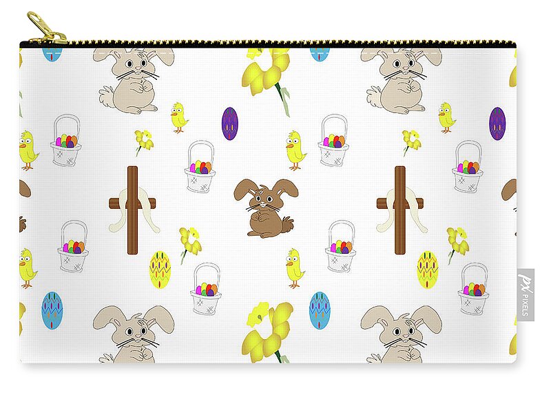Illustration Zip Pouch featuring the photograph Easter seamless pattern by Karen Foley