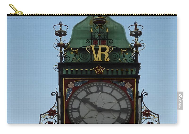 Eastgate Clock Zip Pouch featuring the photograph Eastgate Clock, in Chester, Cheshire, England, by Pics By Tony