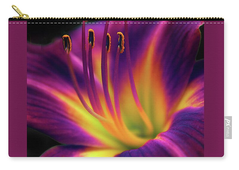 Daylily Zip Pouch featuring the photograph Ruby Spider Daylily  by Jessica Jenney