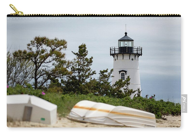 Edgartown Zip Pouch featuring the photograph Edgartown Light and White Boats by Denise Kopko