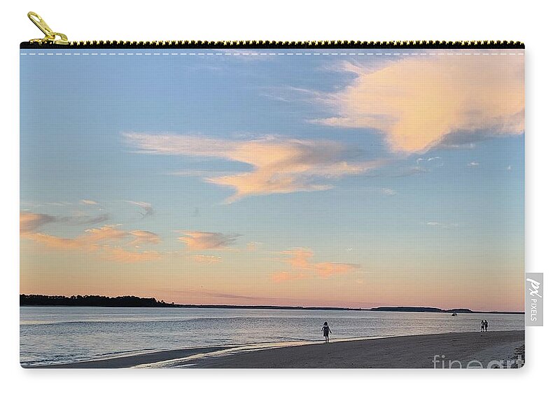 Edisto Beach Zip Pouch featuring the photograph Edisto Beach Stroll by Catherine Wilson