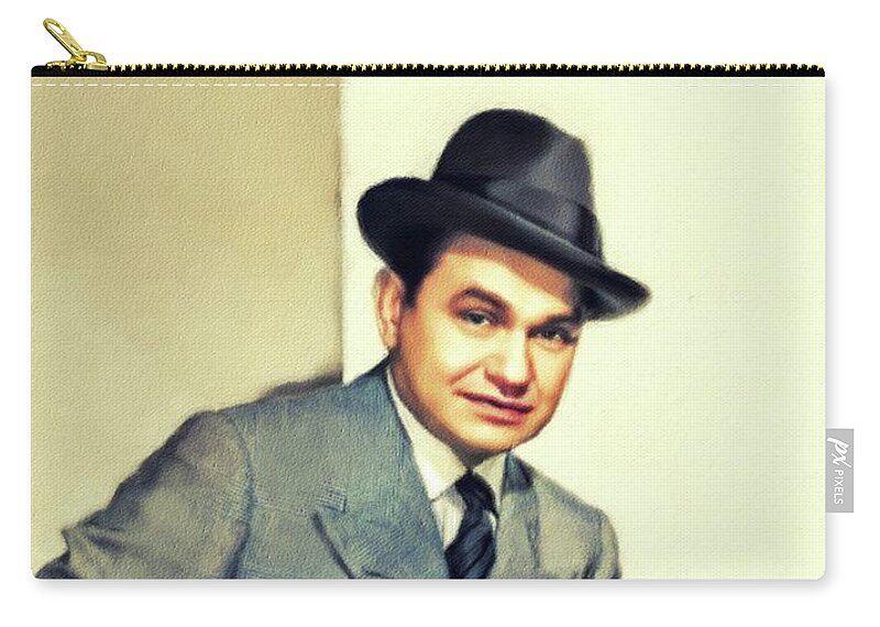Edward Zip Pouch featuring the painting Edward G. Robinson, Hollywood Legend by Esoterica Art Agency