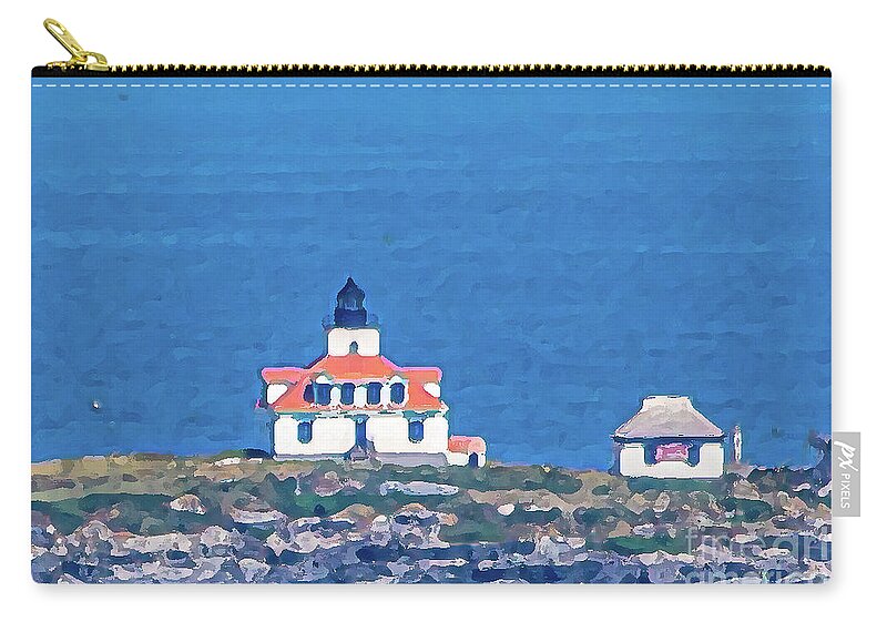 Acadia National Park Zip Pouch featuring the digital art Egg Rock Lighthouse, Frenchman Bay, Bar Harbor, Maine by Patti Powers