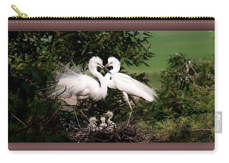 Egret Zip Pouch featuring the photograph Egret Family by Nancy Ayanna Wyatt