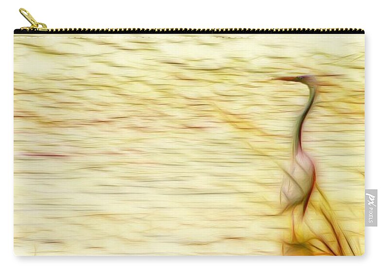 Egret Carry-all Pouch featuring the digital art Egret in the Grass by Brad Barton