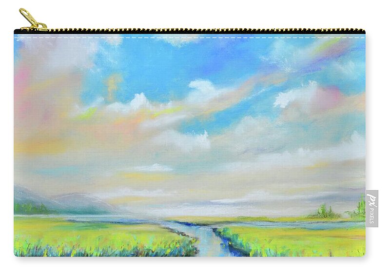 Marsh Zip Pouch featuring the painting Egrets Marsh by Mary Scott