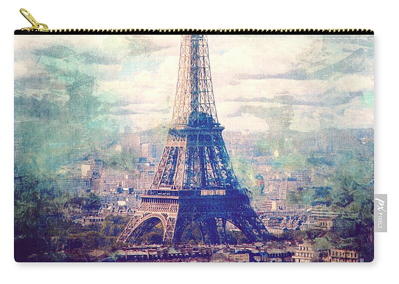 Eiffel Tower Carry-all Pouch featuring the digital art Eiffel Tower by Phil Perkins