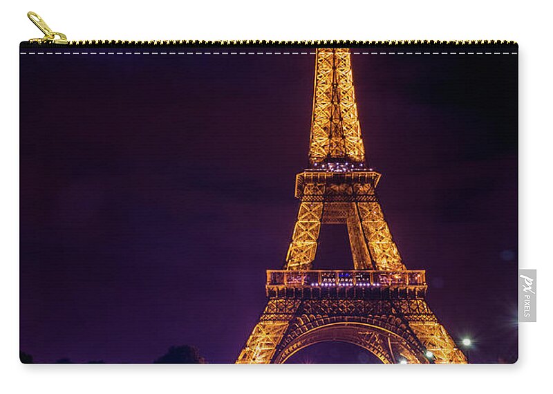 Eiffel Tower Zip Pouch featuring the photograph Eiffle tower and the moon in Paris by Andrew Lalchan