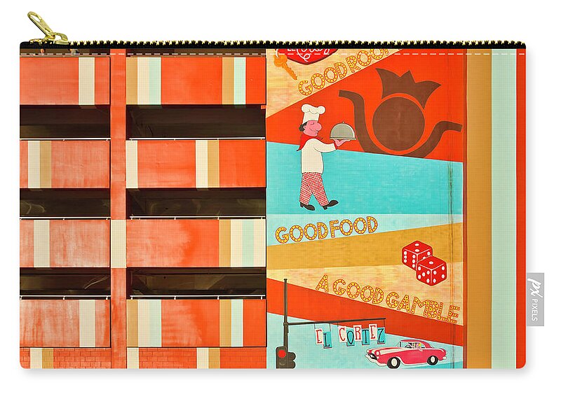 Mural Zip Pouch featuring the photograph El Cortez Las Vegas Mural by Tatiana Travelways