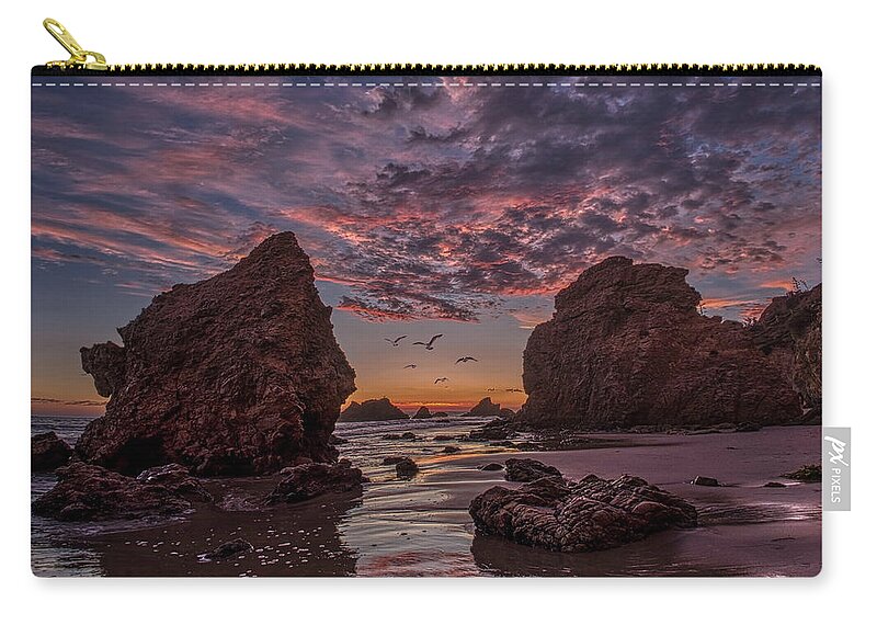 Landscape Zip Pouch featuring the photograph El Matador Sunset by Romeo Victor