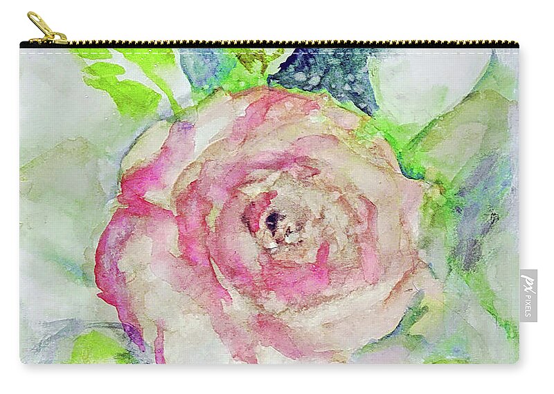 Rose Zip Pouch featuring the painting Elderly Rose by Lisa Kaiser
