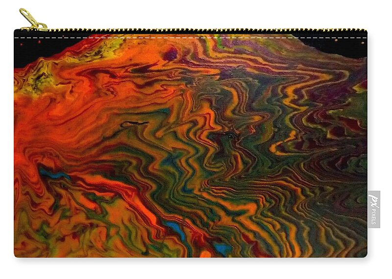 Glow Zip Pouch featuring the painting Electric Sunset by Anna Adams