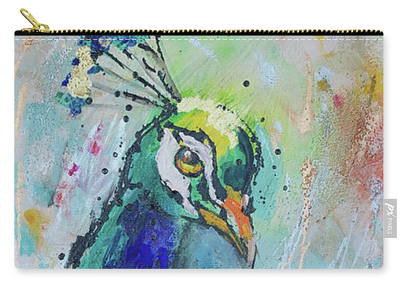  Zip Pouch featuring the painting Elegant Peacock by Jyotika Shroff