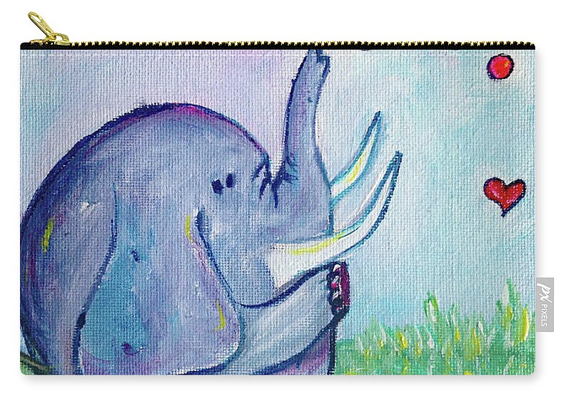 Elephant Zip Pouch featuring the painting Elephant Love by Roxy Rich