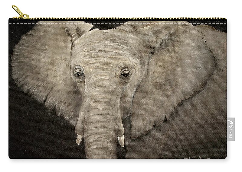 Elephant Zip Pouch featuring the painting The Elephant by Shirley Dutchkowski