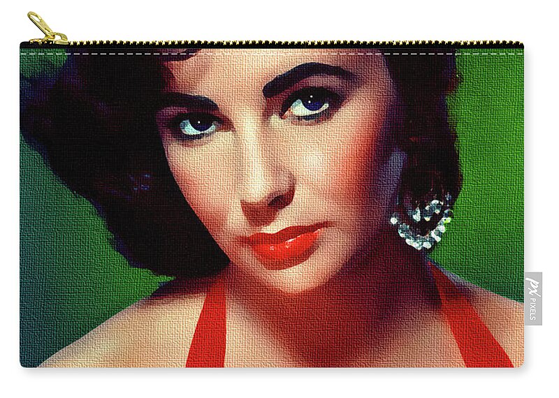 Elizabeth Taylor Zip Pouch featuring the painting Elizabeth Taylor 3 by Movie World Posters