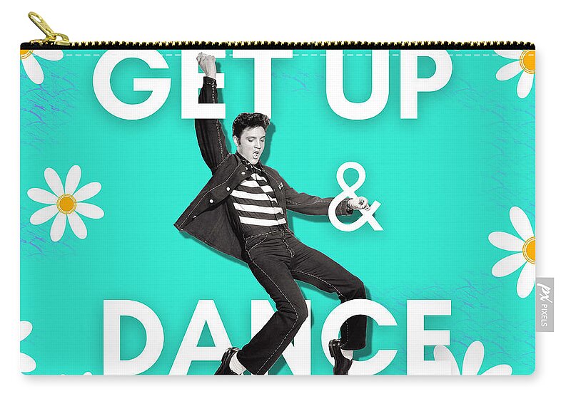 Elvis Presley Zip Pouch featuring the digital art Elvis Get Up and Dance Daisies by Tina Mitchell