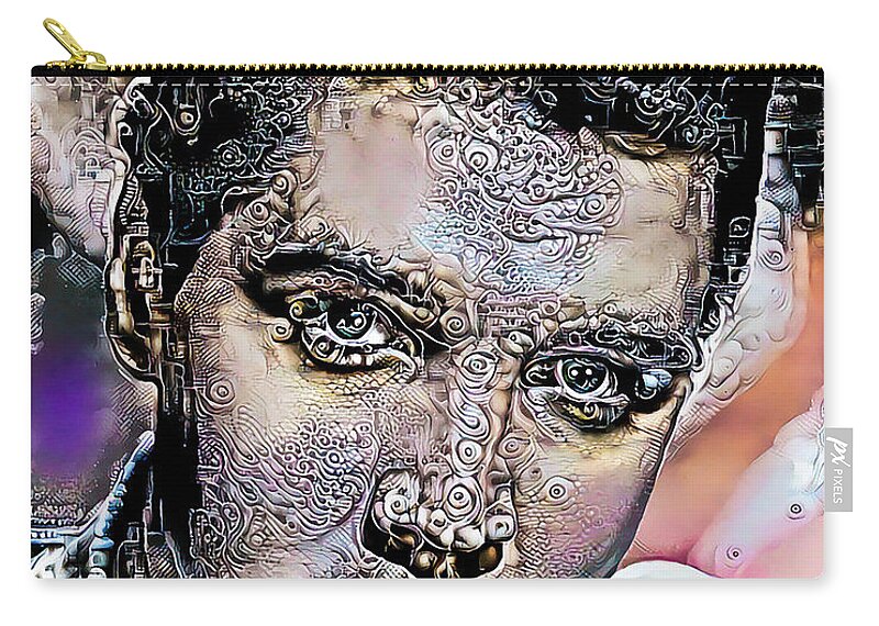Wingsdomain Zip Pouch featuring the photograph Elvis Presley The King of Rock And Roll in Surreal Expressionist Dream 20200520 by Wingsdomain Art and Photography