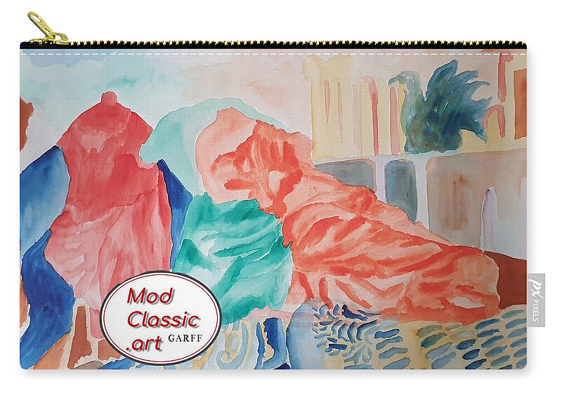 Masterpiece Paintings Zip Pouch featuring the painting Elysium ModClassic Art by Enrico Garff