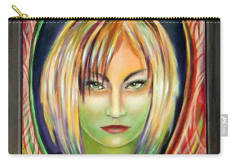 Woman Zip Pouch featuring the painting Emerald Girl by Sylvia Kula