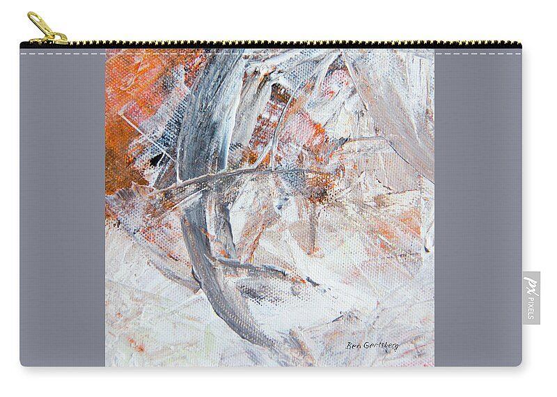 Face Zip Pouch featuring the painting Emerging - Study 3 Portrait - abstract painting by Ben and Raisa Gertsberg