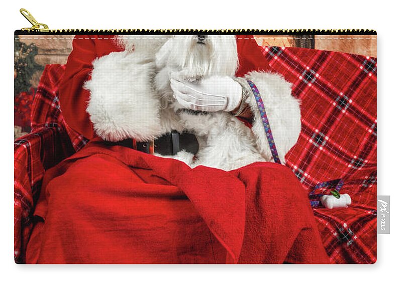 Emmy Zip Pouch featuring the photograph Emmy with Santa 1 by Christopher Holmes
